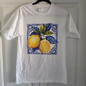 Port and Company White Tee with Lemon Design